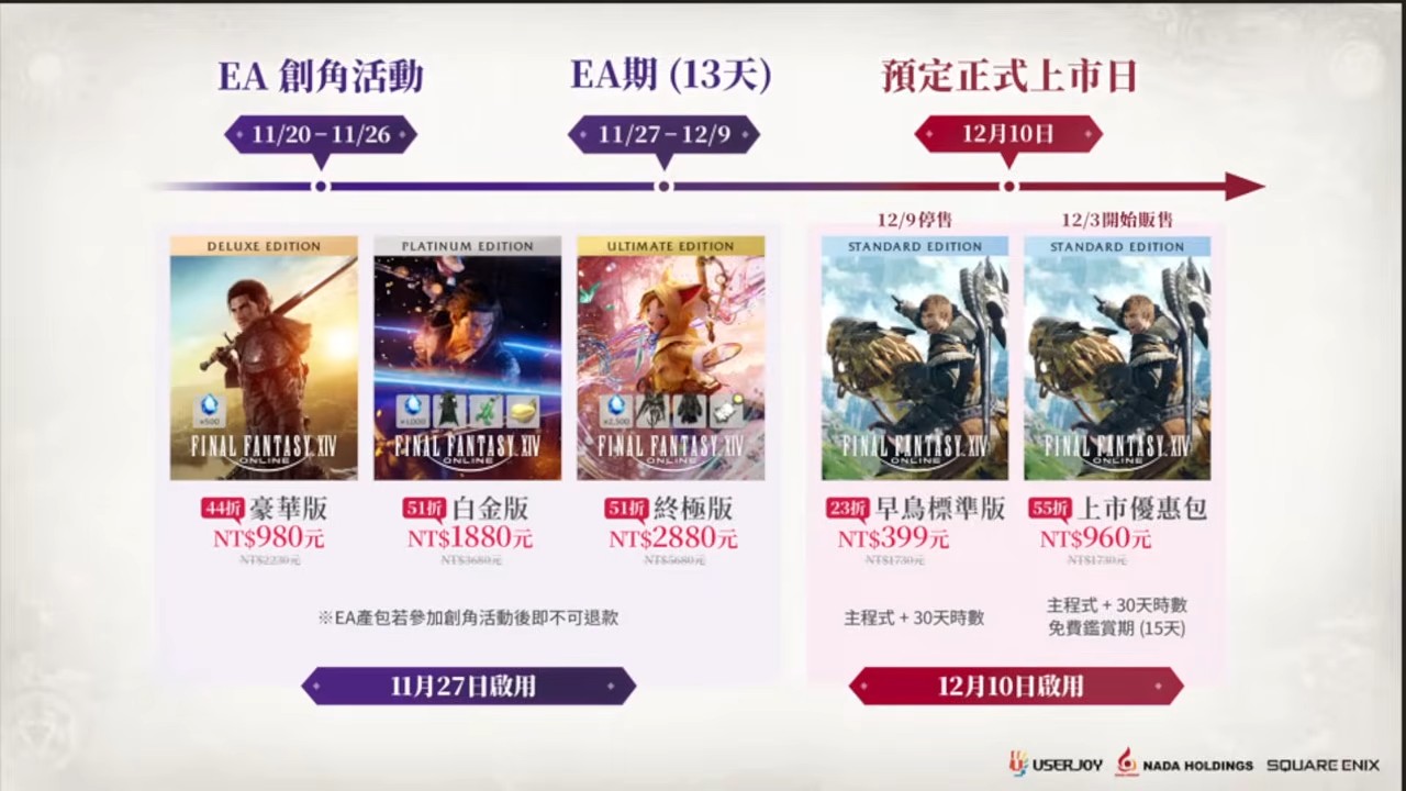 《FINAL FANTASY XIV 繁体中文版》宣布 11/27 展开抢先体验 预定 12/10 正式上市